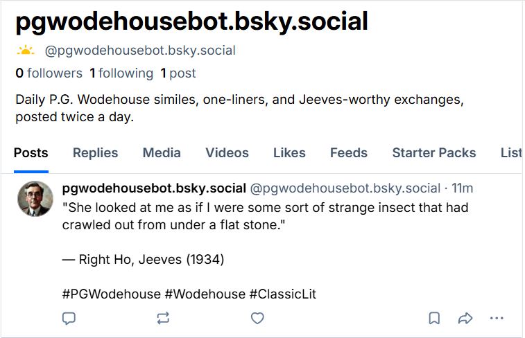 Wodehouse Bot on Bluesky
